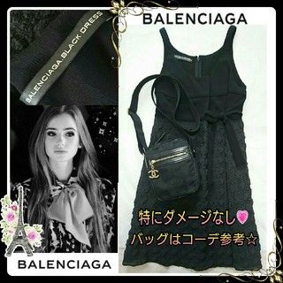 バレンシアガ(Balenciaga)のイタリア製💗BALENCIAGA バレンシアガ 💗シルクワンピ36(M向け)(ミニワンピース)