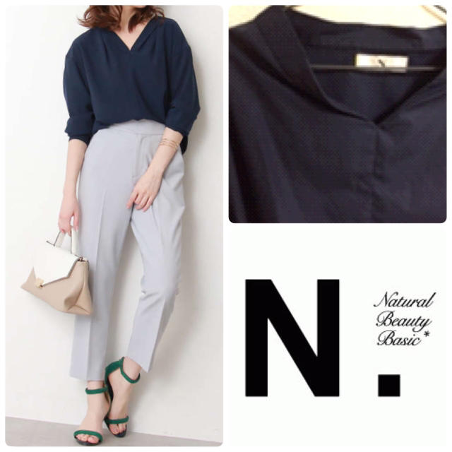 N.Natural beauty basic(エヌナチュラルビューティーベーシック)の変形Vネックシャツ レディースのトップス(シャツ/ブラウス(長袖/七分))の商品写真