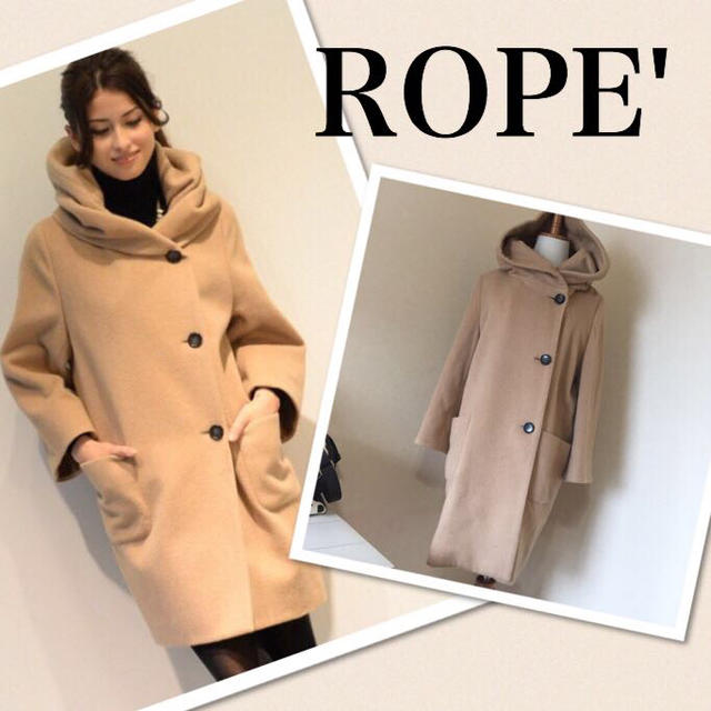 ROPE’(ロペ)のROPE'アンゴラ混ビックフードコート レディースのジャケット/アウター(ダッフルコート)の商品写真