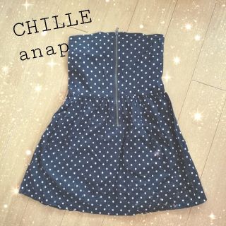 チルアナップ(CHILLE anap)のCHILLE anap   ベアトップ　ドット　ワンピース　　(ミニワンピース)