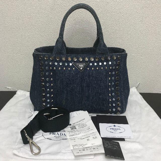 プラダ カナパ トートバッグ 2way ビジュー 定価約15万円 | フリマアプリ ラクマ