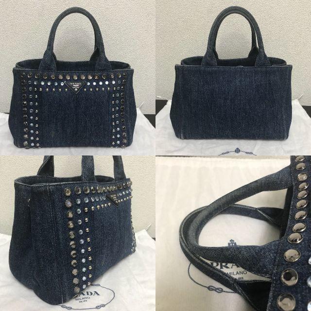 プラダ カナパ トートバッグ 2way ビジュー 定価約15万円