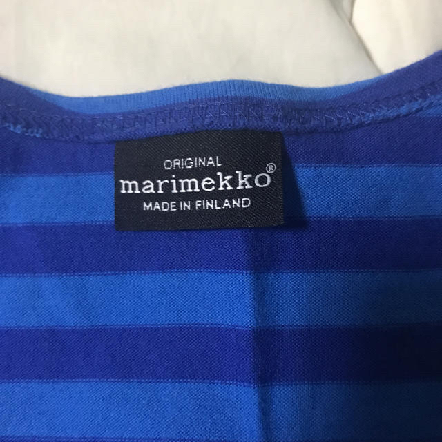 marimekko(マリメッコ)のマリメッコ ボーダー Tシャツ XSサイズ ブルー レディース レディースのトップス(Tシャツ(半袖/袖なし))の商品写真