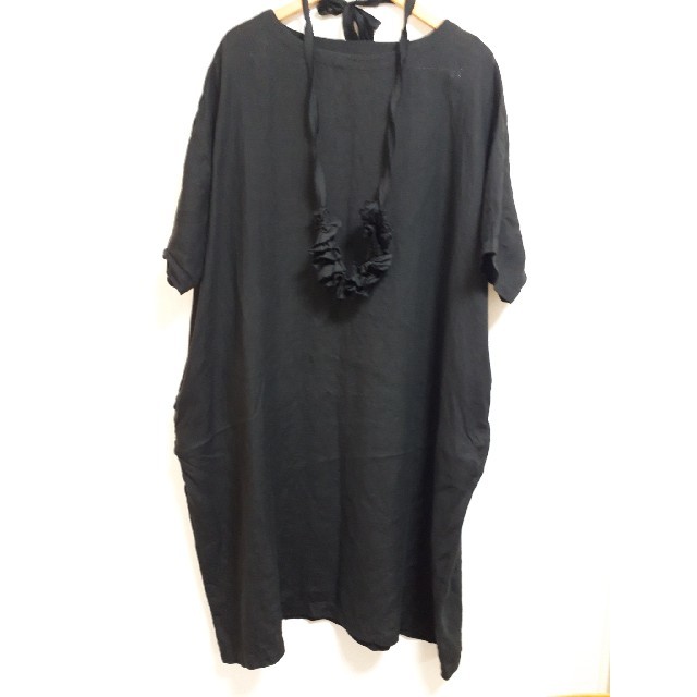 nest Robe(ネストローブ)のMIU様　専用　リネンラリエット付きドレス レディースのワンピース(ロングワンピース/マキシワンピース)の商品写真