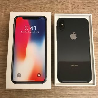 アップル(Apple)の【SIMフリー】iPhoneX スペースグレイ 64GB(スマートフォン本体)