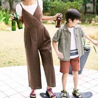 ジーユー(GU)のGU　チェックカシュクールサロペットパンツ　xs(サロペット/オーバーオール)