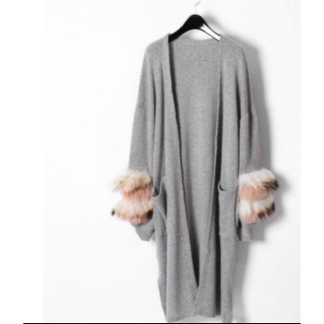 GRACE CONTINENTAL☆ファー付きロングカーデ!グレー、新品!36 - www