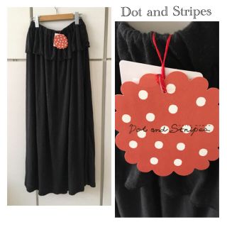 ドットアンドストライプスチャイルドウーマン(Dot&Stripes CHILDWOMAN)の1度使用しました☆ウエストフリル付きマキシ丈スカート ブラック(ロングスカート)