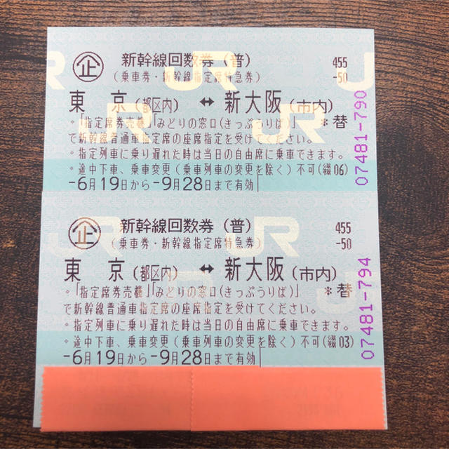 新大阪 ⇄大阪 新幹線チケット 回数券2枚