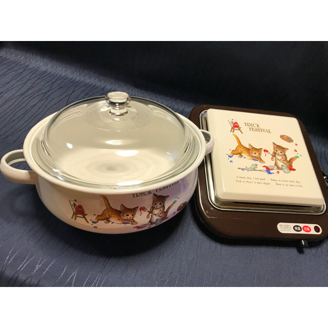 ★専用です。猫 ホーロー鍋 & 加温トレー トリックフェスティバル