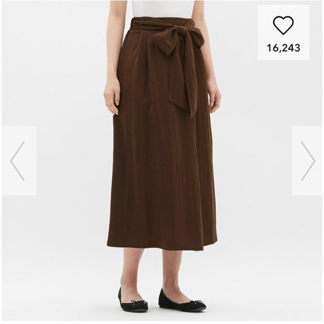 GU(ジーユー)のGU ウエストリボンロングスカート ブラウン ゆり様専用 レディースのスカート(ロングスカート)の商品写真