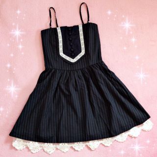 ロジータ(ROJITA)の☆ロジータROJITA☆胸元レースデザイン☆ストライプ柄キャミワンピース☆新品(ミニワンピース)