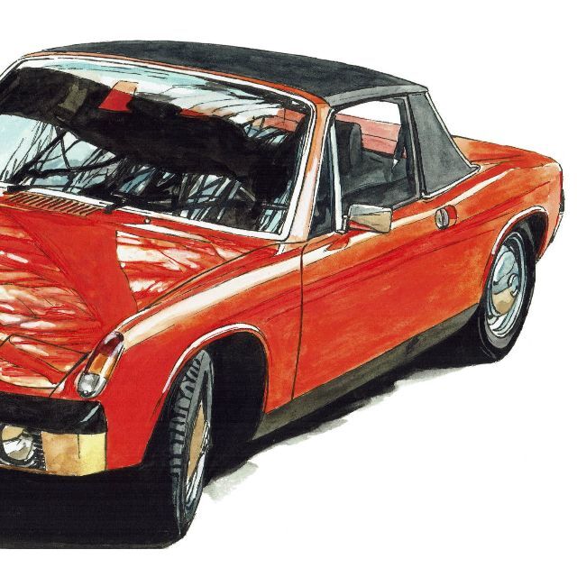 GC-729ポルシェ914/911限定版画 直筆サイン額装●作家 平右ヱ門 8