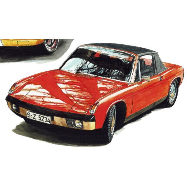 GC-730 ポルシェ914/911限定版画 直筆サイン額装●作家 平右ヱ門 5