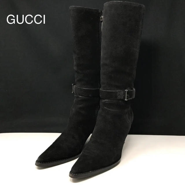 37％割引 新版 Gucci - 正規品 グッチ スエード ベルト ブーツ ブラック ブーツ レディース
