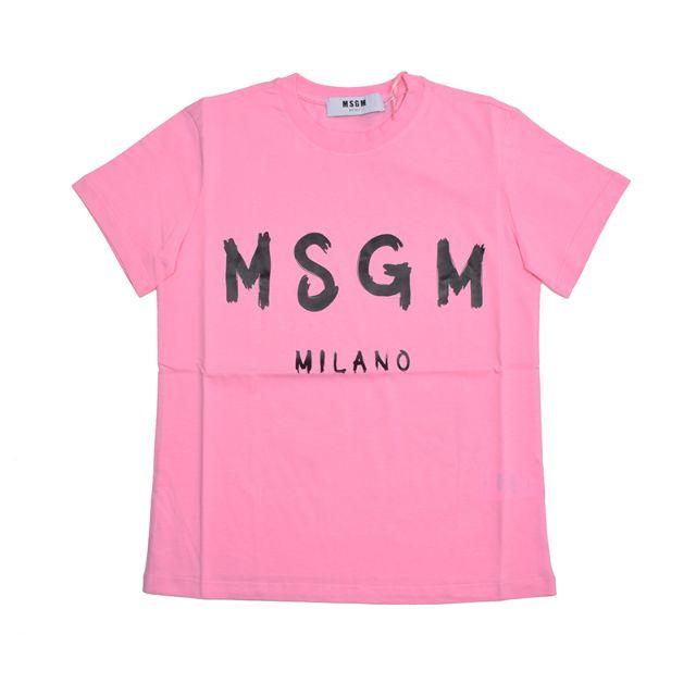 MSGM(エムエスジイエム)のMSGM レディース ピンクロゴ半袖Tシャツ M レディースのトップス(Tシャツ(半袖/袖なし))の商品写真