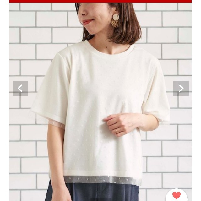 le.coeur blanc(ルクールブラン)の美品♪ルクールブラン！♪ﾄﾞｯﾄﾁｭｰﾙﾚｲﾔｰﾄﾞTｼｬﾂ♪ レディースのトップス(Tシャツ(半袖/袖なし))の商品写真