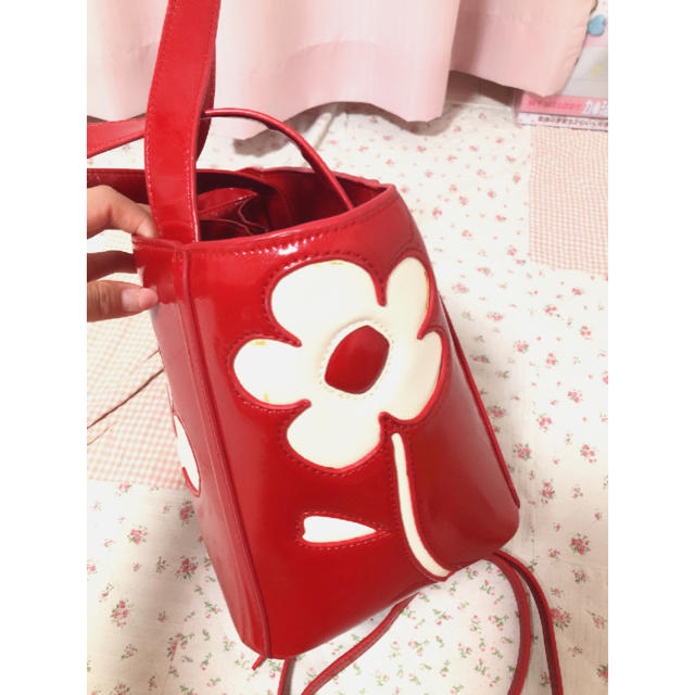 プラダ花柄バッグ miumiuハンドバッグ赤 カナパトート 鞄