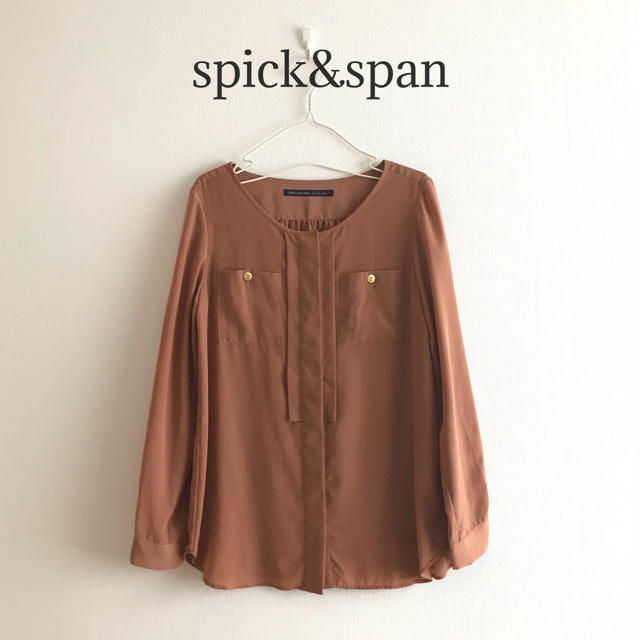 Spick & Span(スピックアンドスパン)の美品◇スピックアンドスパン ノーカラーブラウス シャツ トップス 通勤仕事 上品 レディースのトップス(シャツ/ブラウス(長袖/七分))の商品写真