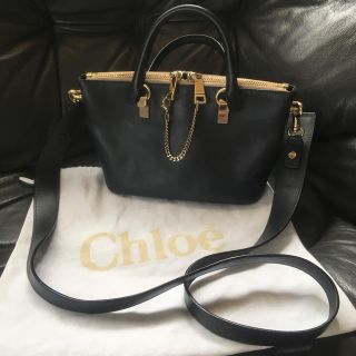 クロエ(Chloe)のクロエ ベイリー ミニ バイカラー 黒 ブラック 灰色 グレー 2way(ハンドバッグ)