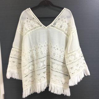 マカフィー ペイズリー風 刺繍 ブラウス 後ろ開き