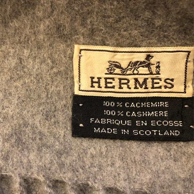 Hermes(エルメス)のエルメスカシミヤ１００%マフラー グレー レディースのファッション小物(マフラー/ショール)の商品写真