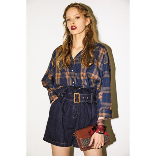 シャツ/ブラウス(長袖/七分)moussy FAUX PEARL TARTAN ブラウス