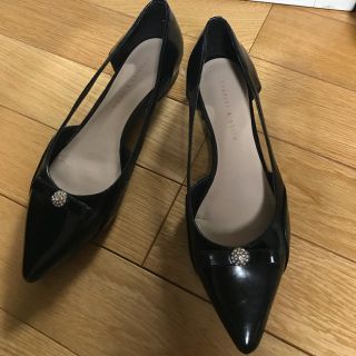 チャールズアンドキース(Charles and Keith)の最終値下げ CHARLES & KEITH ブラック フラットパンプス 35(ハイヒール/パンプス)