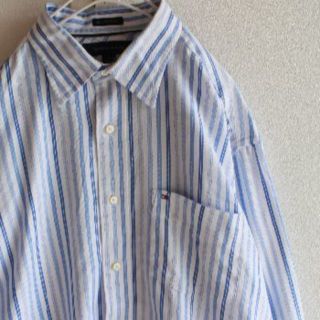 トミーヒルフィガー(TOMMY HILFIGER)のUS トミーヒルフィガー 長袖 ドレス シャツ whitebl 141/2-15(シャツ)