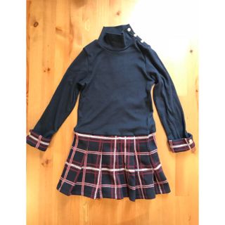 プチバトー(PETIT BATEAU)のゆっきー様専用♡5ans プチバトー チェックコンビワンピース(ワンピース)