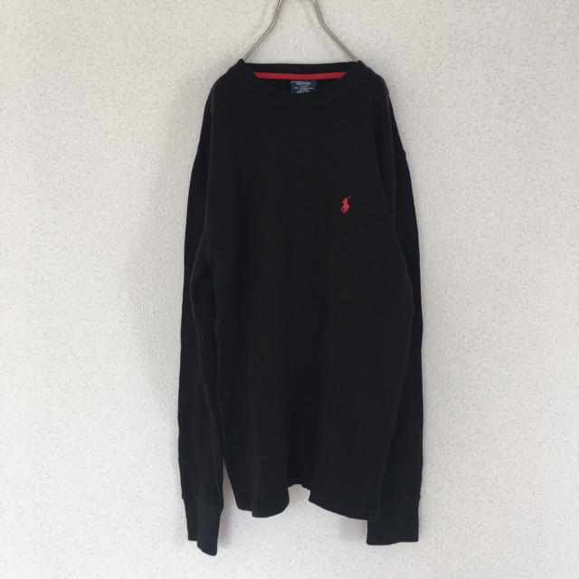 Ralph Lauren(ラルフローレン)の90’s ralph lauren ラルフローレン サーマルロンT 黒赤  レディースのトップス(Tシャツ(長袖/七分))の商品写真