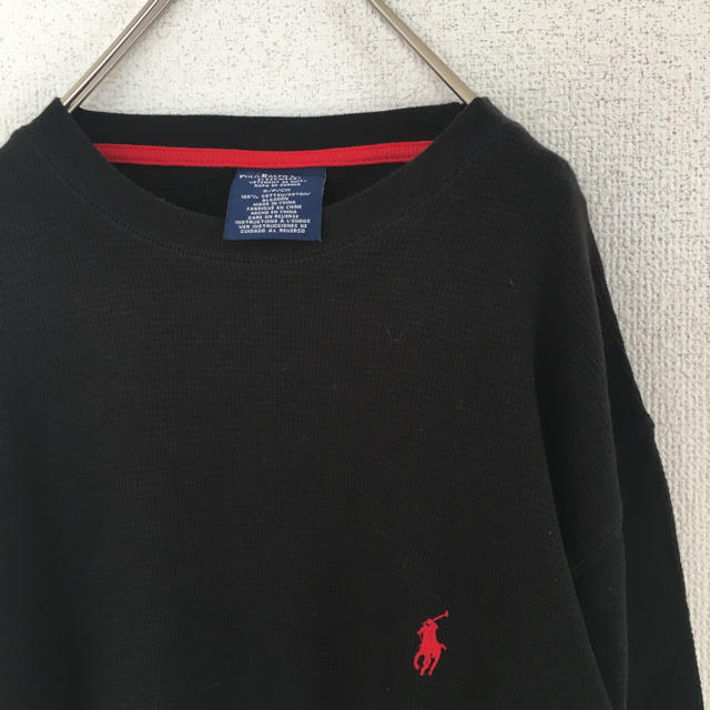 Ralph Lauren(ラルフローレン)の90’s ralph lauren ラルフローレン サーマルロンT 黒赤  レディースのトップス(Tシャツ(長袖/七分))の商品写真