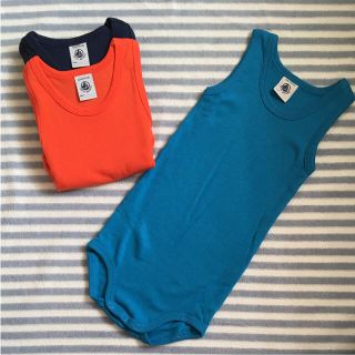 プチバトー(PETIT BATEAU)のプチバトー ノースリーブボディ 3枚組 肌着 ロンパース(肌着/下着)