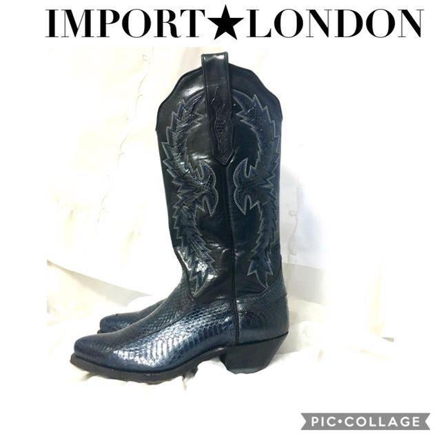 IMPORT★パイソン ウエスタンブーツ5 1/2(LONDON)