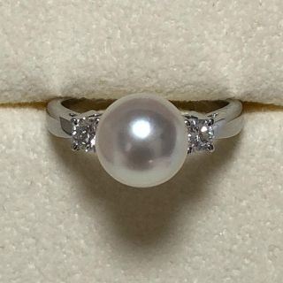 ミキモト(MIKIMOTO)の現行品  ミキモト  PT950 8.5㎜パール×ダイヤリング  新品同様(リング(指輪))