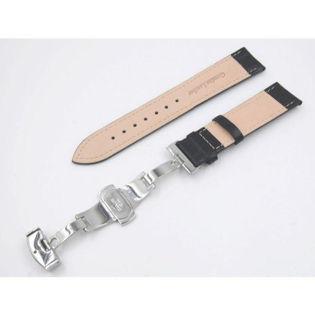 腕時計 着替え Dバックル シルバー レザー ウォッチ ベルト 24mm 黒 メンズの時計(レザーベルト)の商品写真