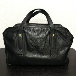 ロエベ(LOEWE)のロエベ　ボストンバッグ　黒　レザー　アナグラム (ボストンバッグ)