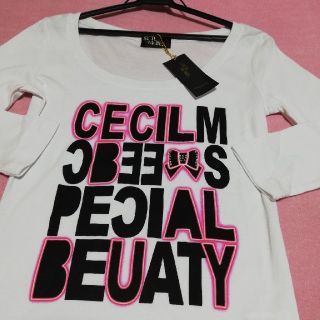 セシルマクビー(CECIL McBEE)の新品タグ付き★セシルマクビー★ロゴ入り七分袖Tシャツ★(Tシャツ(長袖/七分))