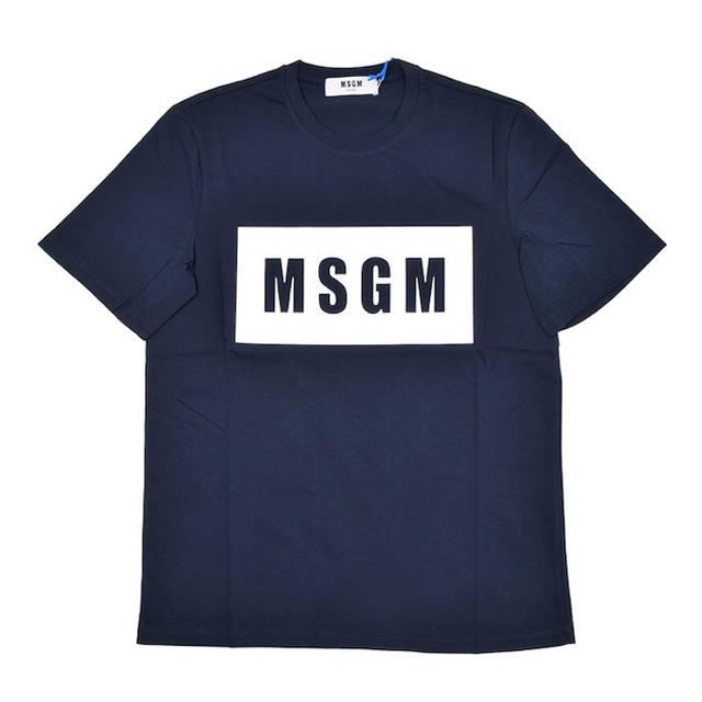 新品 MSGM Tシャツ ネイビー メンズ ボックスロゴ ブランド 半袖 無地 | フリマアプリ ラクマ
