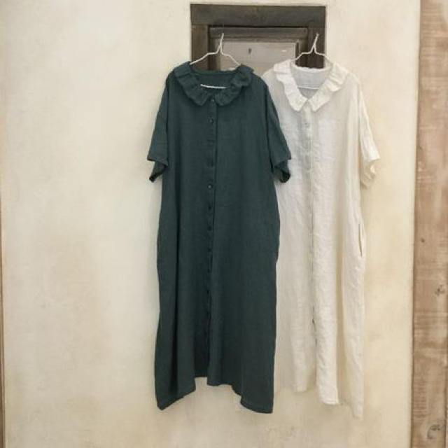 nest Robe(ネストローブ)のnest Robe ネストローブ フリルカラー ワンピース 2017SS レディースのワンピース(ロングワンピース/マキシワンピース)の商品写真