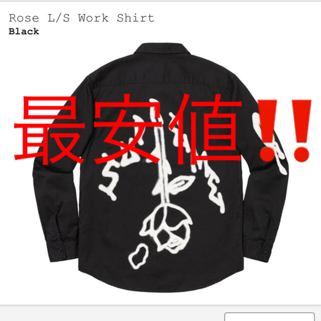 トップス【M】supreme rose L/S work shirt ワークシャツ 黒