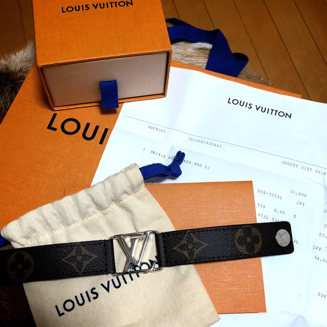 LOUIS VUITTON(ルイヴィトン)の【底値】LOUIS VUITTON ルイ ヴィトン レザー ブレスレット メンズのアクセサリー(バングル/リストバンド)の商品写真