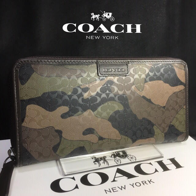COACH(コーチ)の限定セール❣️新品コーチ長財布F74546ミニシグ ブラウン系 カモフラ迷彩柄 メンズのファッション小物(長財布)の商品写真