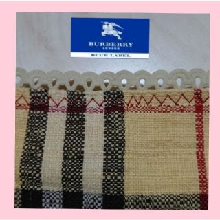 バーバリーブルーレーベル(BURBERRY BLUE LABEL)のバーバリー ブルーレーベル ノバチェック ウエストフリル スカート リネン(ひざ丈スカート)