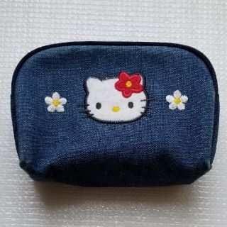 ハローキティ(ハローキティ)の【ポーチ】HELLO KITTY デニムポーチ 使用感あり(ポーチ)