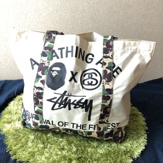 アベイシングエイプ(A BATHING APE)のBAPE × STUSSY コラボトートバッグ(トートバッグ)