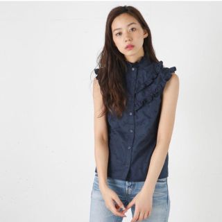 マウジー(moussy)のMOUSSY  マウジー ブラウス ネイビー 2(シャツ/ブラウス(半袖/袖なし))