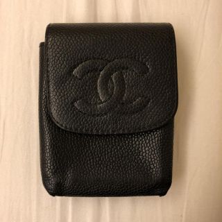 シャネル(CHANEL)のCHANEL タバコケース 黒 キャビアスキン(ポーチ)