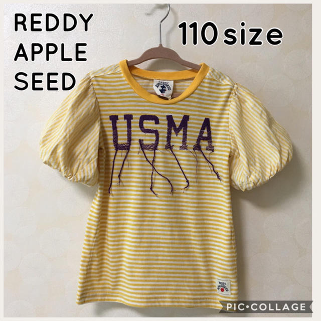 REDDY APPLESEED(レディーアップルシード)のREDDY APPLE SEED★ボリューム袖 ボーダー 刺繍カットソー★110 キッズ/ベビー/マタニティのキッズ服女の子用(90cm~)(Tシャツ/カットソー)の商品写真