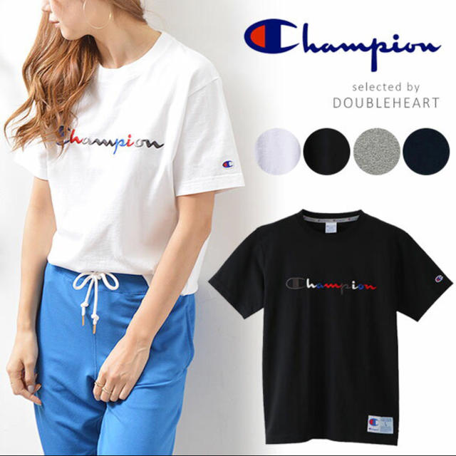 Champion(チャンピオン)のChampion カラー ロゴ 刺繍 t シャツ 白 S チャンピオン レディースのトップス(Tシャツ(半袖/袖なし))の商品写真